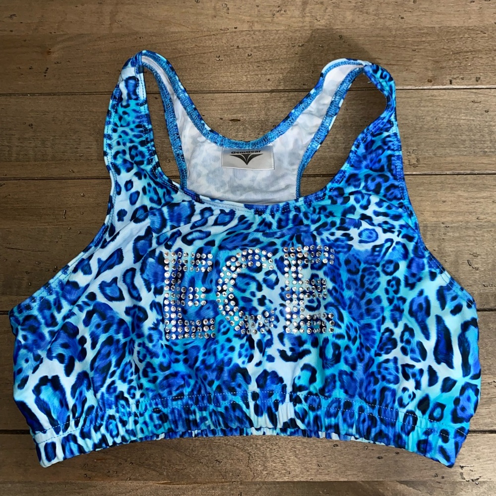 East Celebrity Elite Cheetah Rhinestone Sports Bra